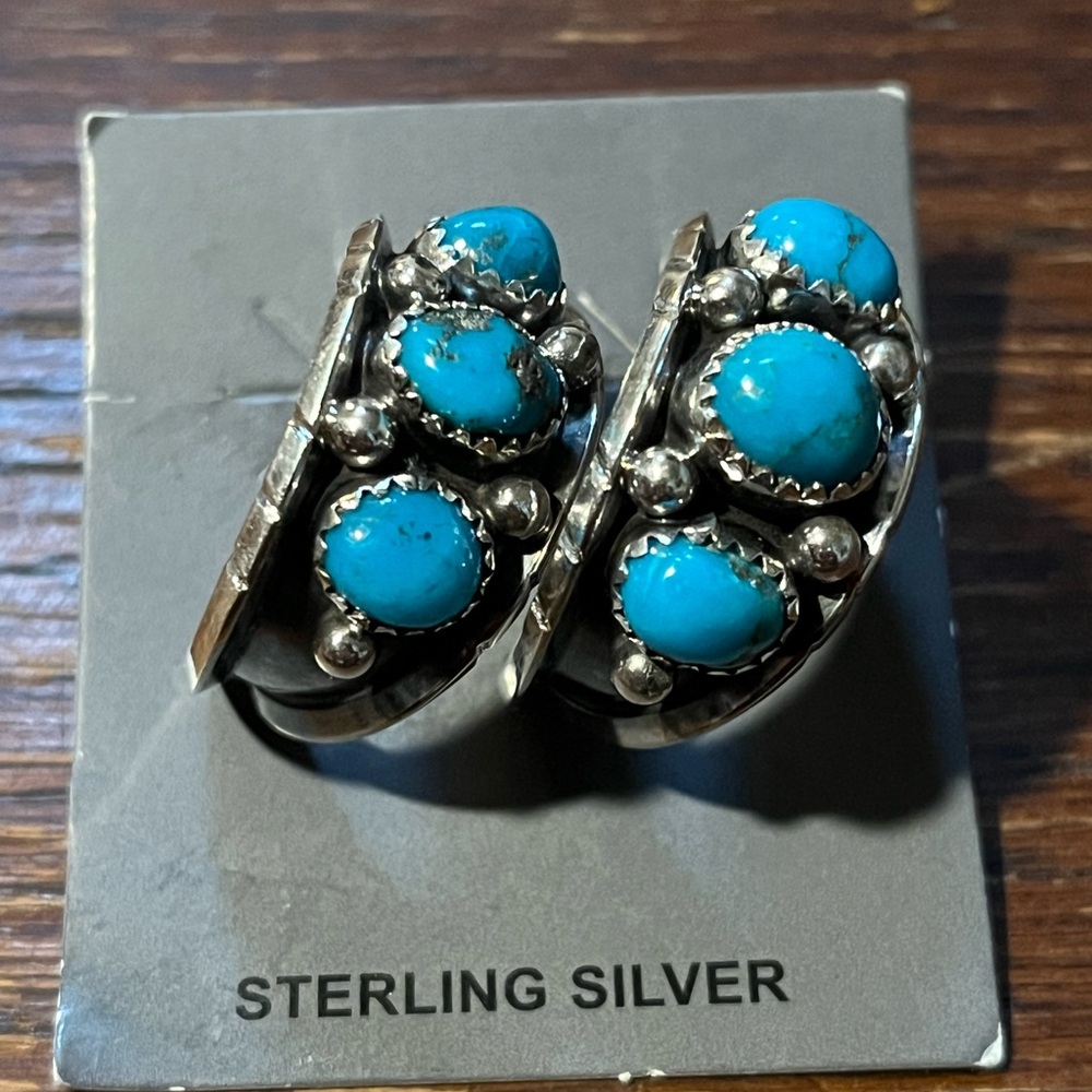 Turquoise Sterling Silver hoops.